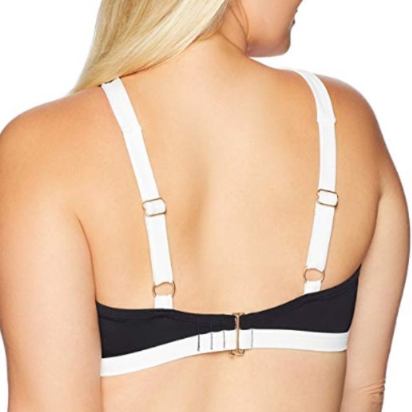 Coastal Blue high halter bikini top colorblock NEW - Picture 2 of 7